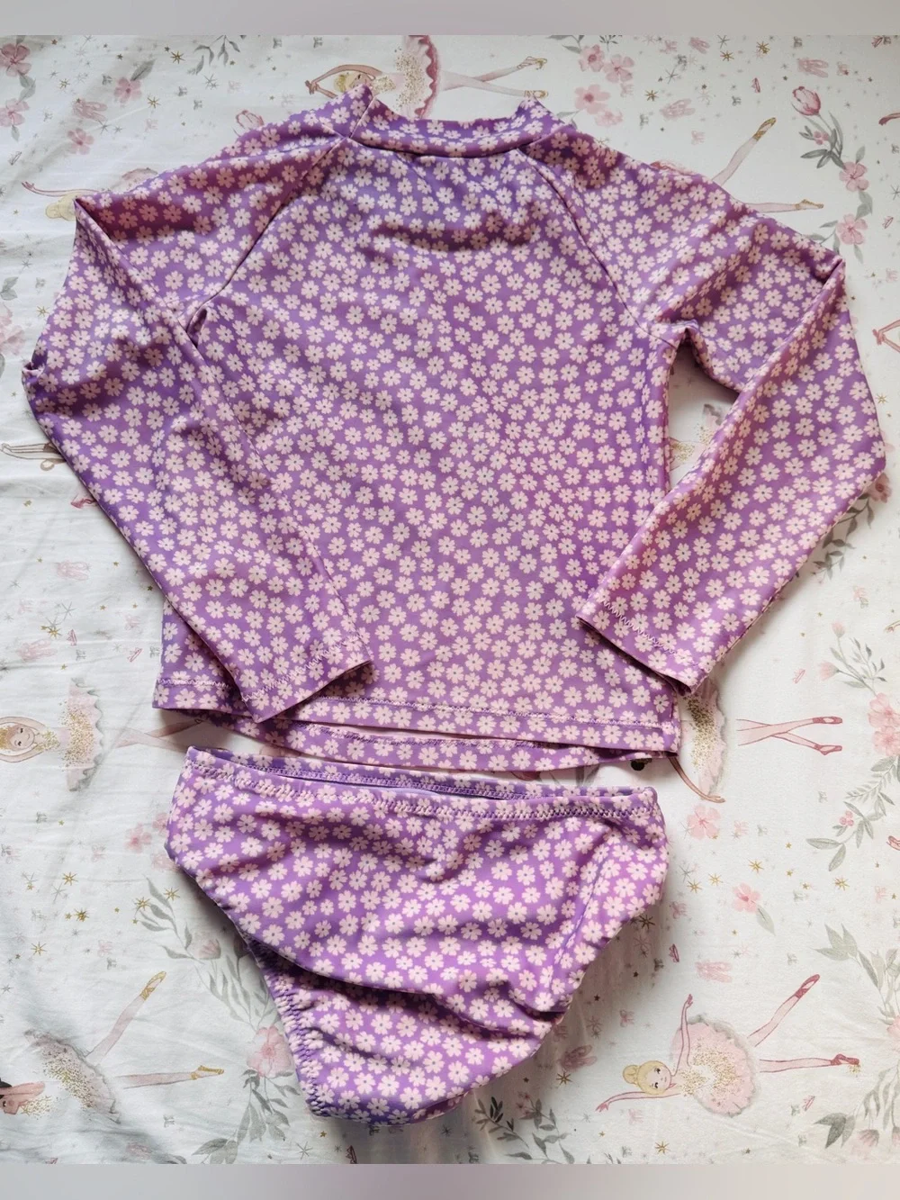 Baby Gap Girls 4Y Purple Daisy Floral Rash Guard 2 Piece Swimsuit Bikini
